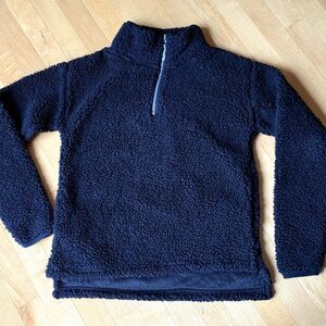 Black Sherpa Fleece Quarter Zip Pullover